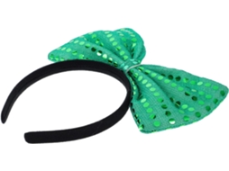Presilha De Cabelo Feminina - Grandes Lantejoulas Verdes Decorativas, Faixa De Cabeça Elegante E Ajustável