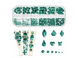 Conjunto De Decorações Para Unhas 12 Grade Formas Diferentes Strass De Decoração Com Base Plana Para Salão De Unhas Preto