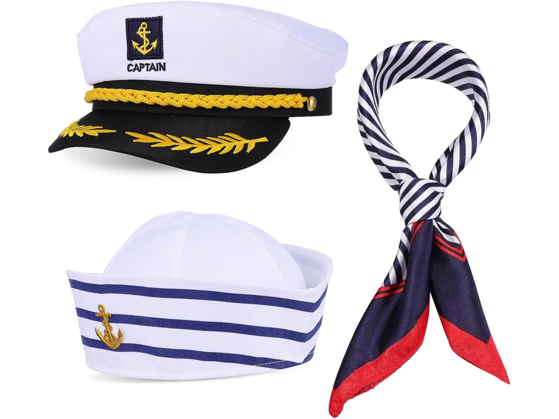 Conjunto De Chapéu De Marinheiro Clássico Ajustável Com Lenço