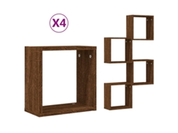 Wall Cube Shelf, Wall Cube Shelves Vidaxl Marrom Madeira Processada (30 X 15 X 30 Cm)