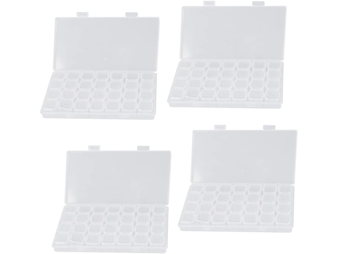 De 4 Caixas Organizadoras Para Bordados Em Diamante Nuobesty, Cada Uma Com Compartimentos Transparentes.