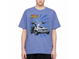 Rockinstone Back To The Future Movie Comical Heather Light Blue Adult T-shirt Size:xl