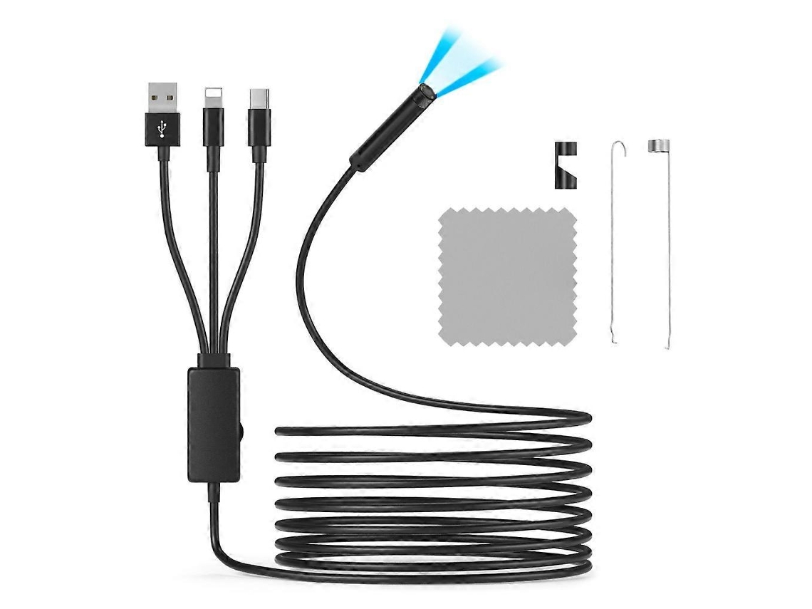 Câmera De Inspeção Tipo C E 8 Pinos E Endoscópio Usb Tipo Cobra Para Telefone Brilvibera
