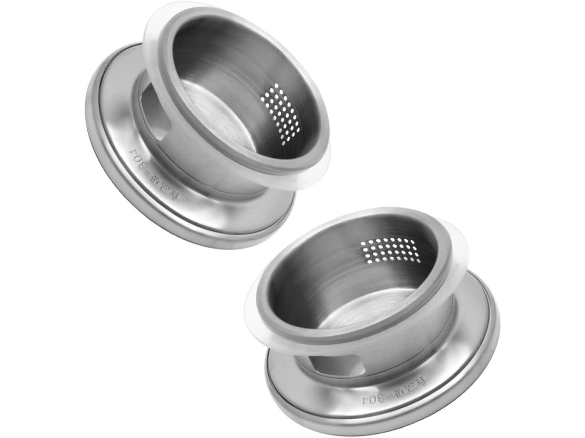 Conjunto De 2 Tampas Para Jarra Em Aço Inoxidável Prateado Com Design Simples E Moderno.