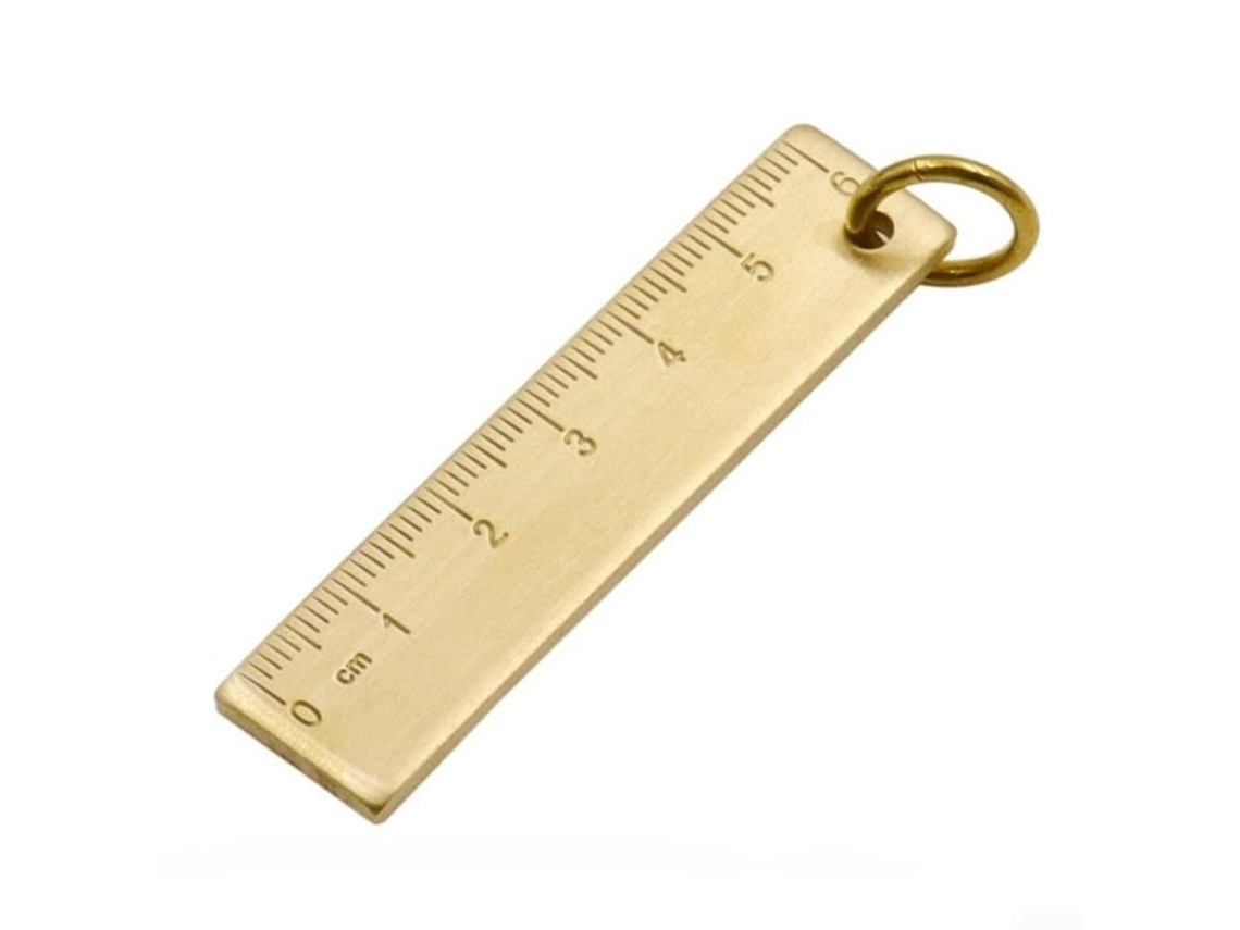 Régua compacta de latão de 6 cm, pequeno paquímetro de metal para estudantes, medição linear em cobre não galvanizado.