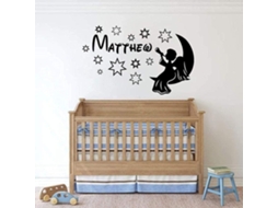 Adesivos de parede com anjo, estrelas, lua e céu - Decalques de vinil para quarto de bebê, quarto infantil, berçário, arte fofa, decoração de casa - 42x67cm
