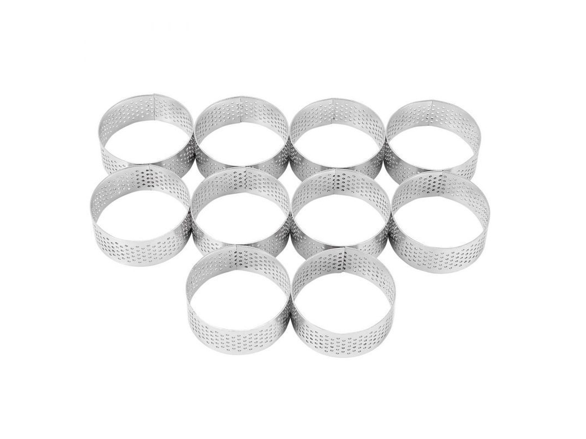 2026-10 Anéis De Torta De Aço Inoxidável De 5cm, Resistente Ao Calor, Furados Para Bolos E Mousse