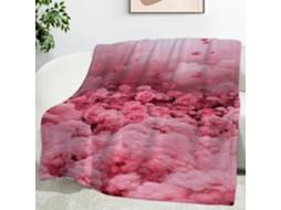 Manta de Rosas Nuvem Rosa 130x150 Cm Multifuncional Macia Confortável em Flanela Ideal para Cama Escritório Co
