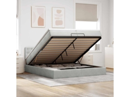 Vidaxl Estrutura Cama Otomana Colchões 200x200cm Veludo Cinzento Claro