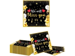 Serviços De Mesa 40 Unidades - Aposentadoria - Despedida - Papel - Preto/ouro - 33x33cm Puxados 16,5x16,5cm - Serviços De Mesa Para Festas