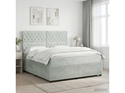 Vidaxl Cama Box Spring Com Colchão Cinzento-claro 140 X 190 Cm Veludo