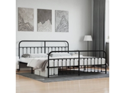 Estrutura De Cama Com Cabeceira E Pés 200x200 Cm Metal Preto