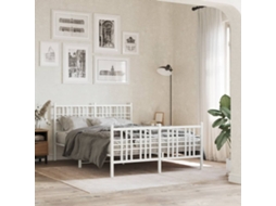 Vidaxl Estrutura De Cama Com Cabeceira E Pés 120x200 Cm Metal Branco