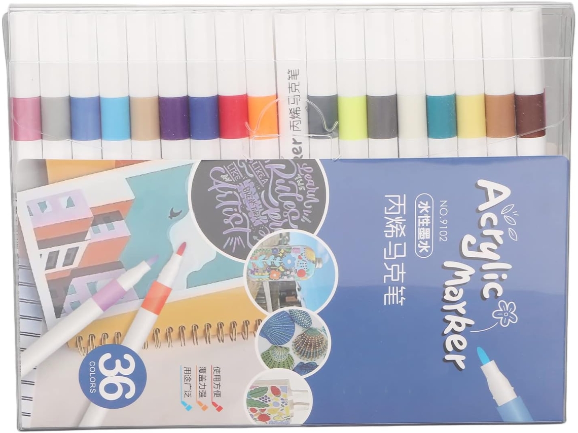 36 Marcadores De Tinta Acrílica Em Cores Vibrantes Para Trabalhos