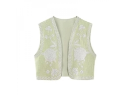 Rebe-chaleco De Mulher Estilo Étnico Vintage Com Bordado Floral Curto Para Verão Casual L Style-4