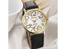 Relógio de Pulso Casual de Quartzo com Pulseira de Couro Pu Moderno e Luminoso (branco)