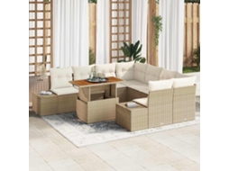 Vidaxl Conjunto De Sofá De Jardim 9 Unid. Bege Rattan Sintético