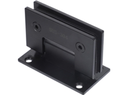 Grampo Para Porta De Vidro Articulada Dupla Villcase, Em Aço Inoxidável Anticorrosivo Com Silicone Preto, Resistente A