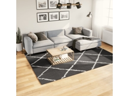 Vidaxl Tapete Shaggy De Pelo Alto Pamplona 200x280 Cm Preto E Creme