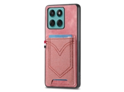 Capa Para Moto Edge 60fusion ,ultrafina Em Couro Pu Com Porta-cartão Rosa Panoona