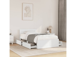 Vidaxl Estrutura Cama Cabeceira 75x190 Cm Derivados De Madeira Branco