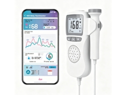 Monitor Fetal Doppler Cinza Bluetooth Bateria Casa Seguro Fácil Operar Mamãe Bebê