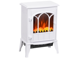 Lareira Elétrica De Piso 1000/2000w, Chama E Temperatura Ajustáveis, Proteção Anti-superaquecimento, 39x23x56,5 Cm, Branco.