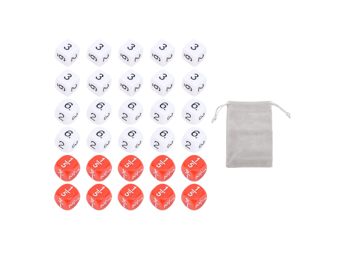 Conjunto De 30 Dados De 6 Lados 16mm Branco E Vermelho Plástico Para Jogos De Tabuleiro Aprendizagem Matemática Festas