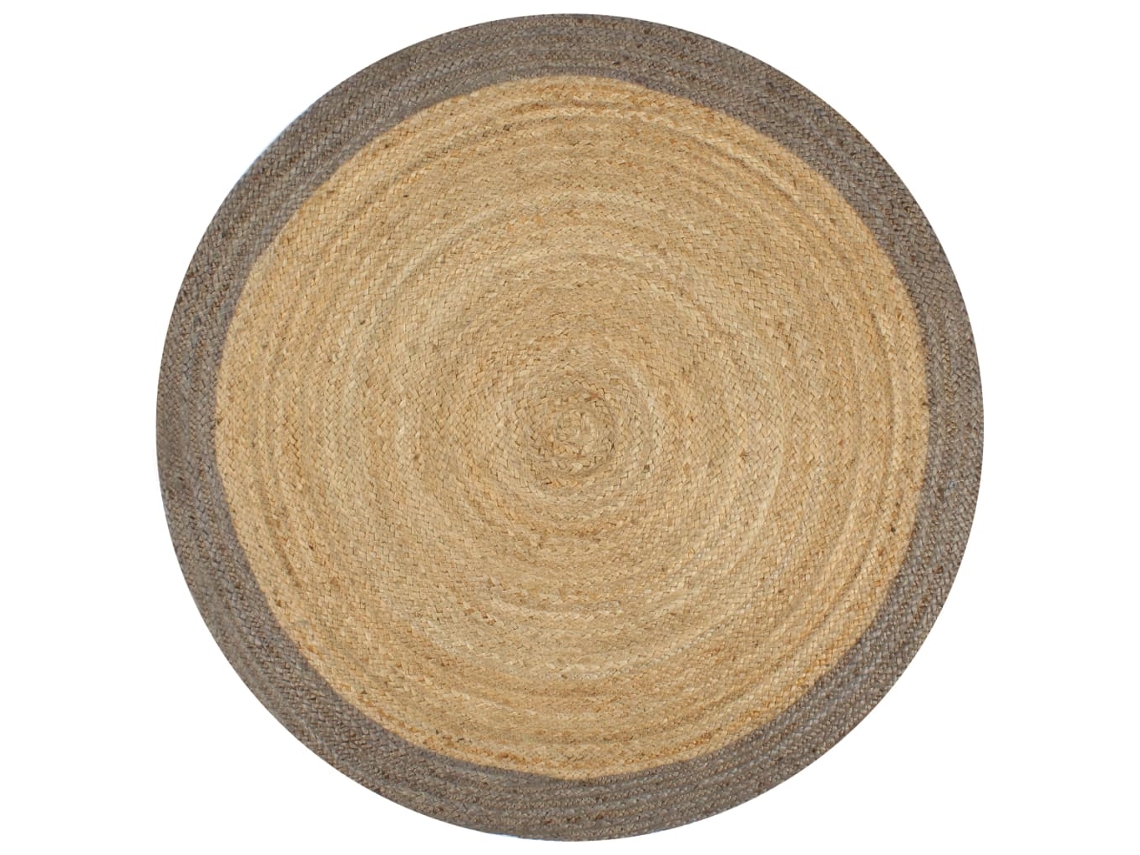 Vidaxl Tapete Artesanal Em Juta Com Rebordo Cinzento 90 Cm