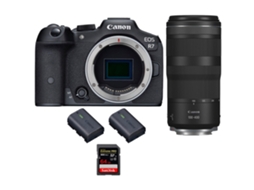Eos R7 + Rf 100 400mm Is + 1 Sandisk 64gb Uhs ii 300mb/s + 2 Canon Lp e6nh Máquina Fotográfica Híbrida + Ebook Pricedirect CANON