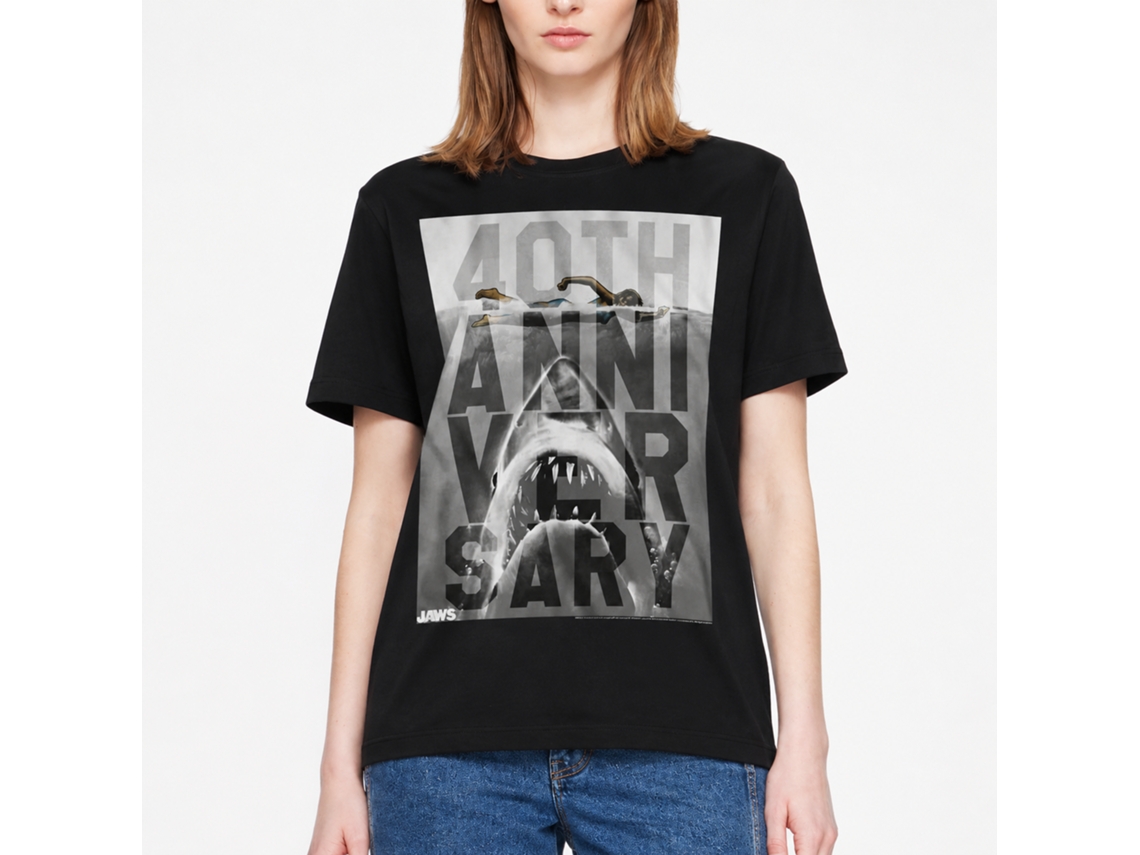 Rockinstone Jaws Movie 40th Black Adult T-shirt Size:xxxl