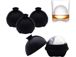 Conjunto De 4 Formas De Gelo Reutilizáveis​​ 5, 8 Cm(2, 3 Polegadas), Forma De Gelo Redonda Silicone Com Tampa E Funil Para Fácil Desenformar, Preta