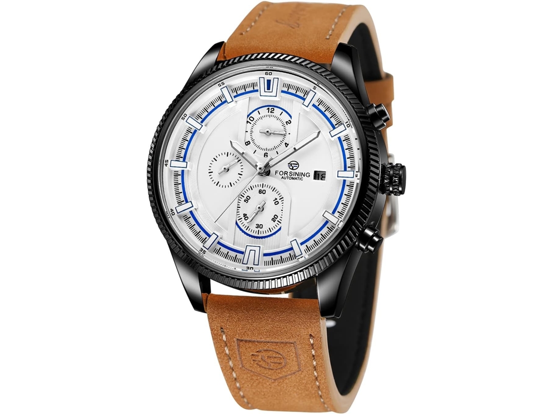 Lurelia Relógio Mecânico Masculino, Automático, Analógico, Cronógrafo, Data/calendário, Luminoso, Turbilhão, 30 Mm, Aço Inoxidável, Pele