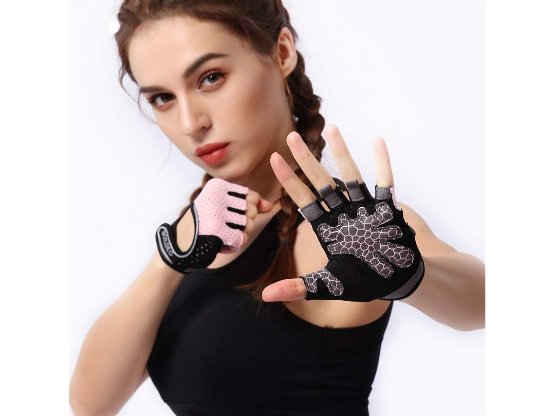 Luvas De Treino Antiderrapantes, Unissex, Ideais Para Academia, Levantamento De Peso E Musculação Cor Rosa, Tamanho