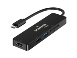 Adaptador TECNOWARE USB Type-C Hub 5 em 1 compatível com notebook e a maioria dos tablets e smartphones. Fino e suave. 5 TECNOWARE