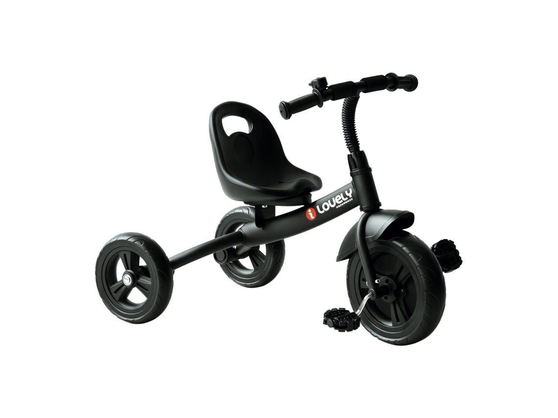 Triciclo infantil com guarda-lamas, pedais antiderrapantes, assento ajustável, encosto S/MARCA
