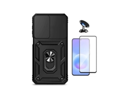 Kit Vidro Capa Magnetic Slide Window Suporte Magnético Phonecare Para Samsung Galaxy A27 - Preto