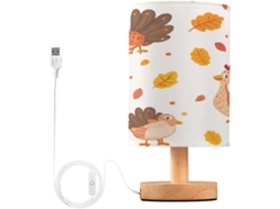 Luminária De Cabeceira Led Pequena Skyshu Com Base Madeira Antiderrapante E Cúpula Que Não Agride Os Olhos, Ideal Para