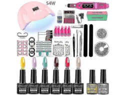 Kit de Unhas Gel Profissional Conjunto com 120w/54w Lâmpada Unha Uv e Broca Compatível Todo o G El Secagem Esmalte M GOKOCO