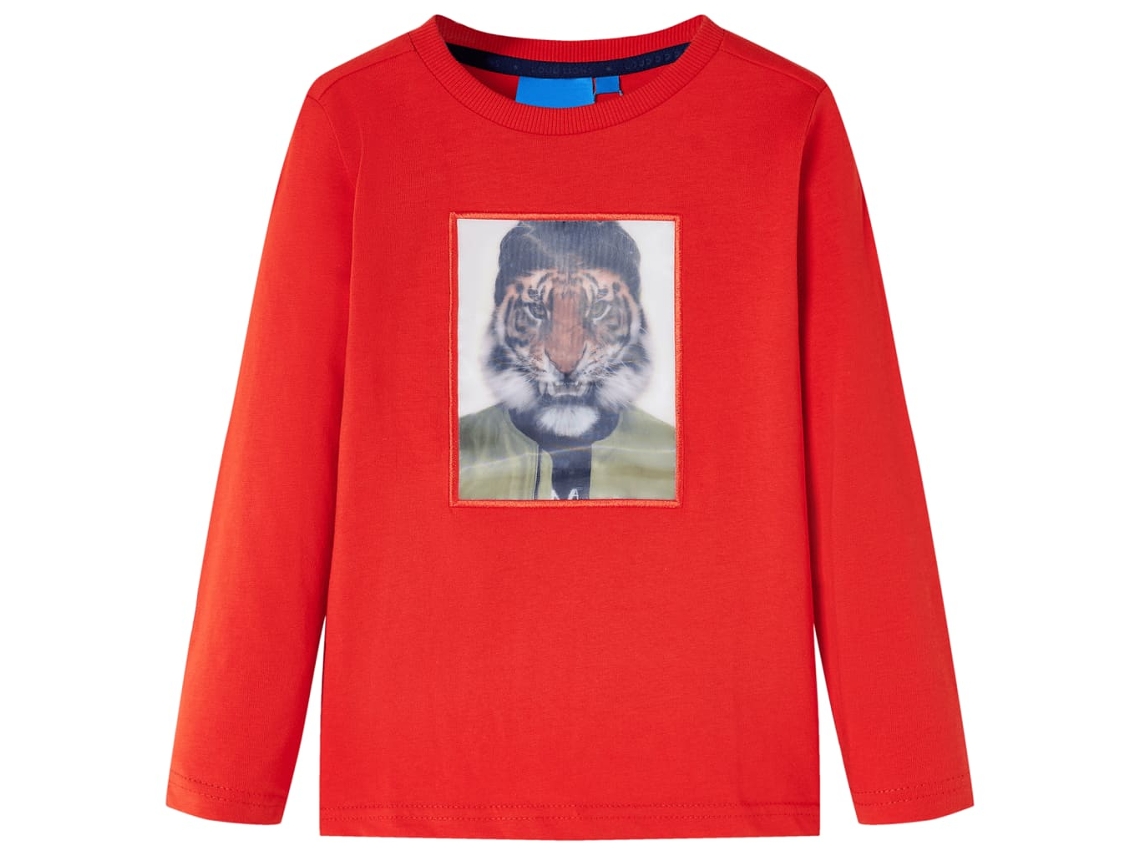 T-shirt De Manga Comprida Para Criança Vermelho 128