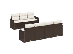 Conjunto 8 Conjunto De Móveis De Jardim Vidaxl Castanho Vime Pe (55 X 55 X 37 Cm)