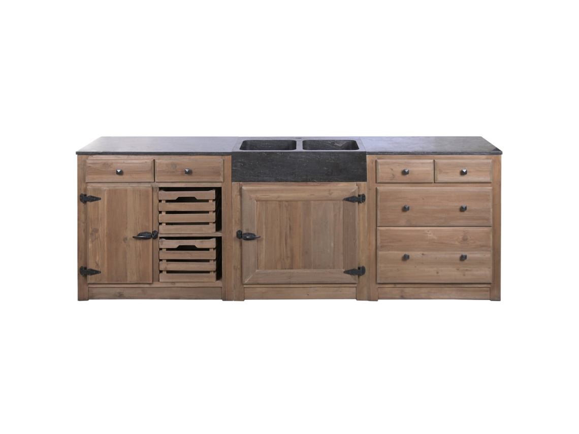 Conjunto de 3 Armários de Cozinha em Pedra Sinterizada, 236x55x86cm ALEXANDRA HOUSE LIVING