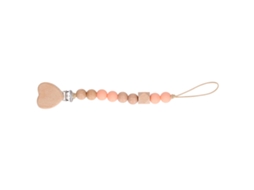 Clip Para Chupete De Silicona E Madeira De Faia Com Brinquedo De Mordiscar Coração Beech Silicone Teething Toy