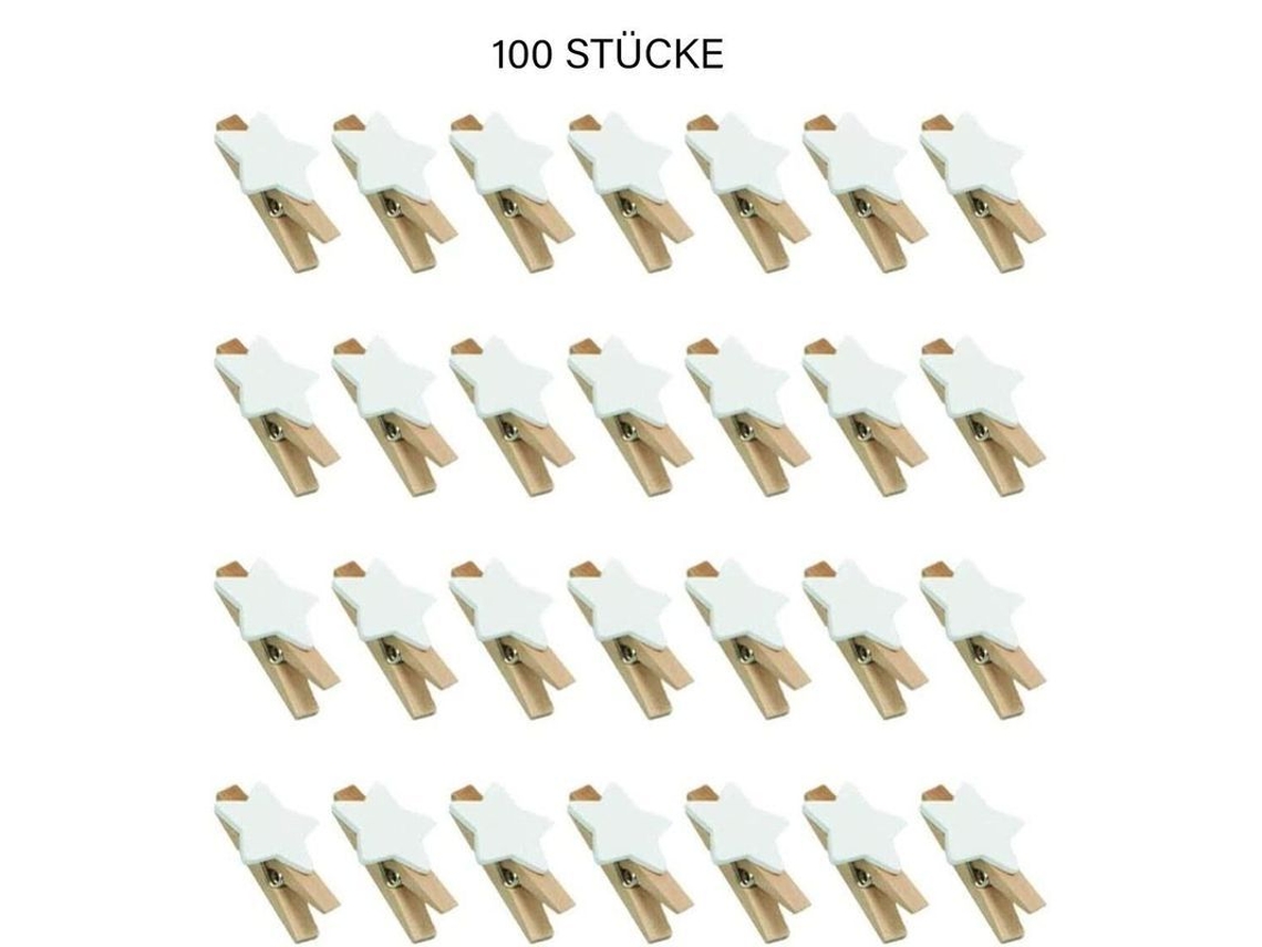 100 Clipes de Madeira em Formato de Estrela para Decoração de Natal, Festas, Casamentos, Fotos, Projetos Manuais e Decorações Internas e Externas