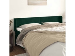 Cabeceira De Cama | Painel De Cama C/ Abas Veludo 203x16x78/88cm Verde-escuro