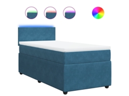 Cama Boxspring com Colchão 100x200 Cm Veludo Azul MAISON EXCLUSIVE