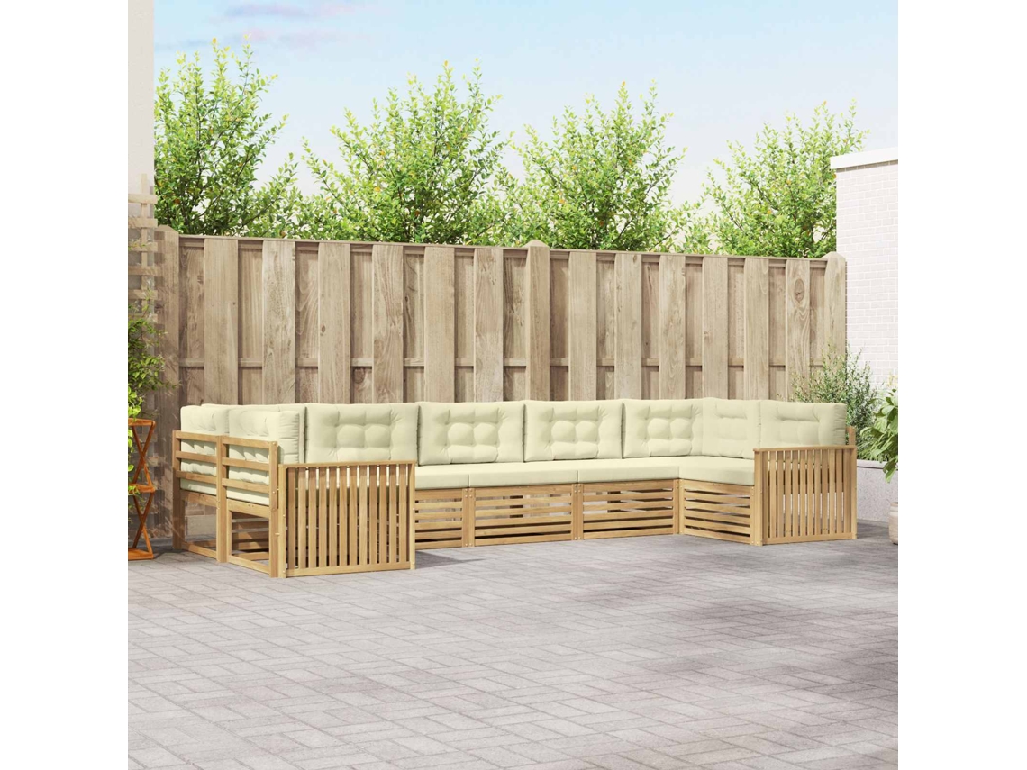 Vidaxl Conjunto De Sofás Para Exterior 7 Unid. Branco E Creme