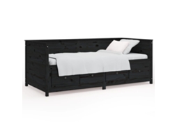 Sofá cama 90x190 Cm Madeira de Pinho Maciça Preto MAISON EXCLUSIVE