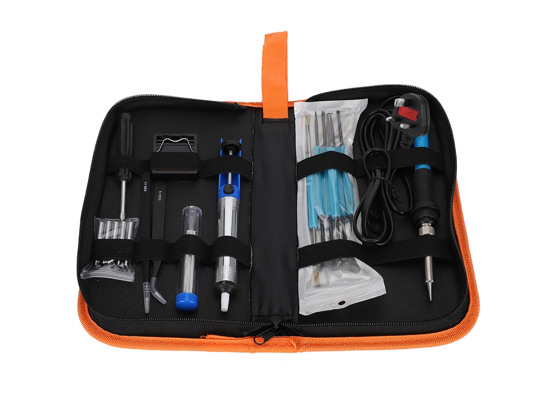 Kit de Soldador Eléctrico Ajustável de Temperatura 60w com 19 Peças | S/MARCA