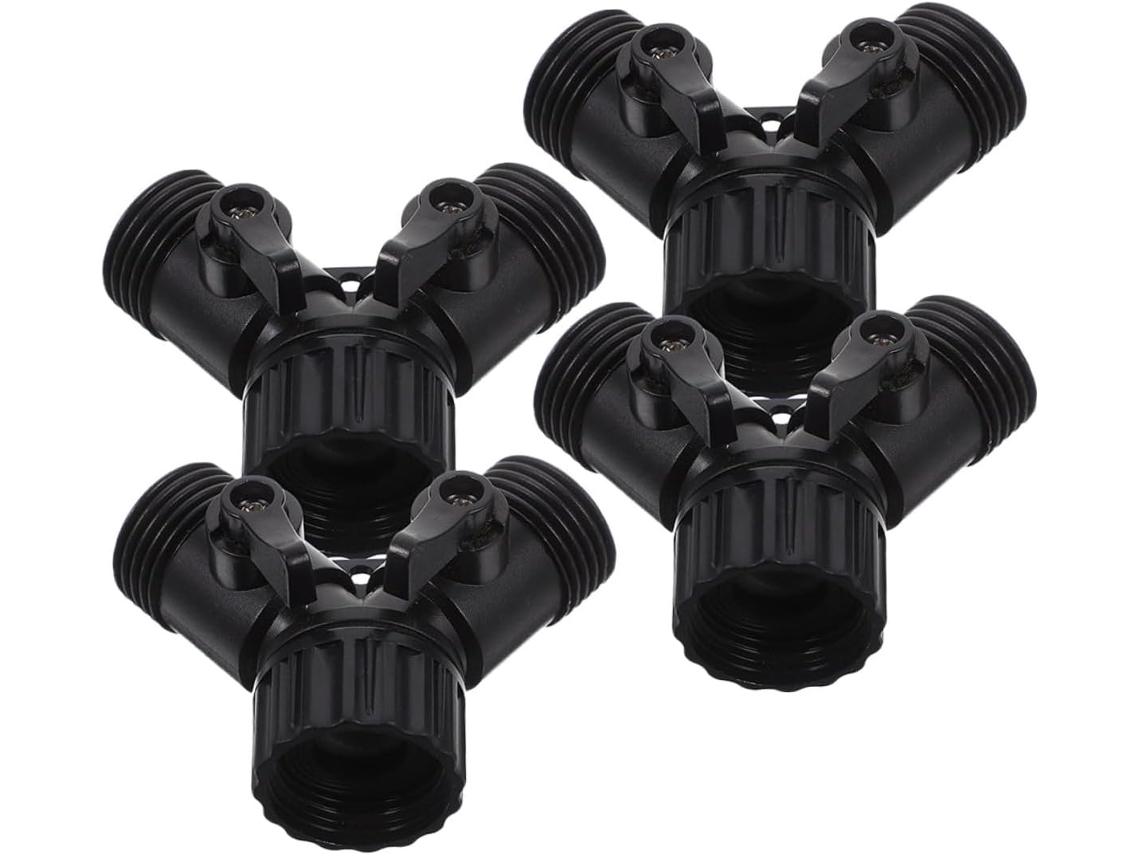 Conector De Mangueira Em Y 4 Peças Com Válvulas Ajustáveis, Saída
